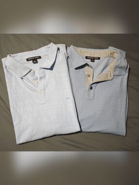 Lot of 2 Michael Kors Men's Short Sleeve Polo Shirts Light Blue Size XL